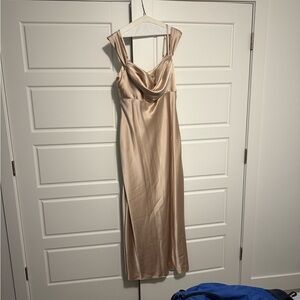 Revelry Satin Maxi Dress in Champagne